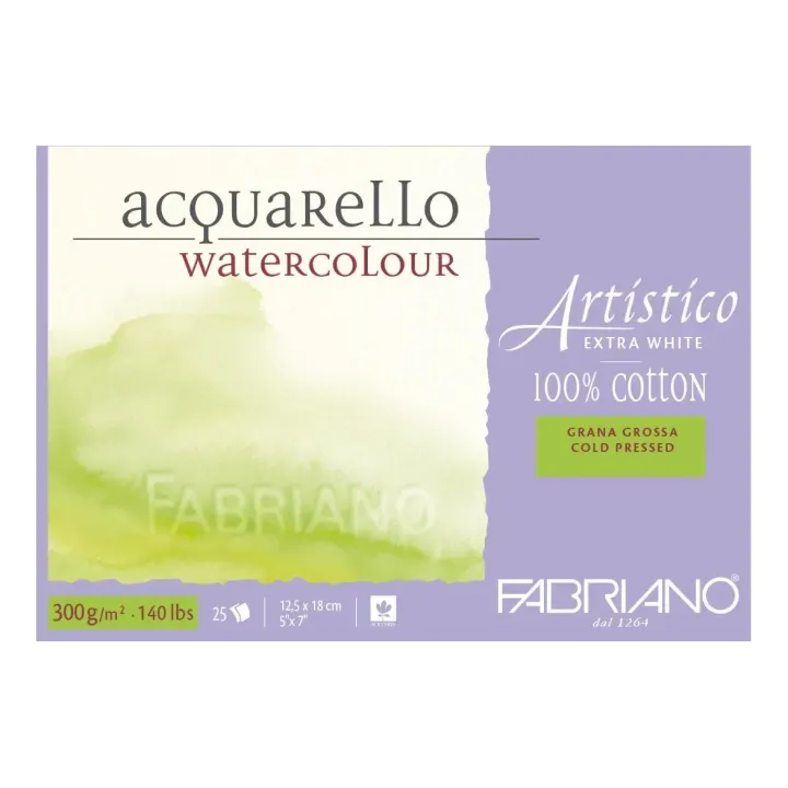 Fabriano Bloc aquarelle Artistico Extra White 12.5 x 18 cm, brut