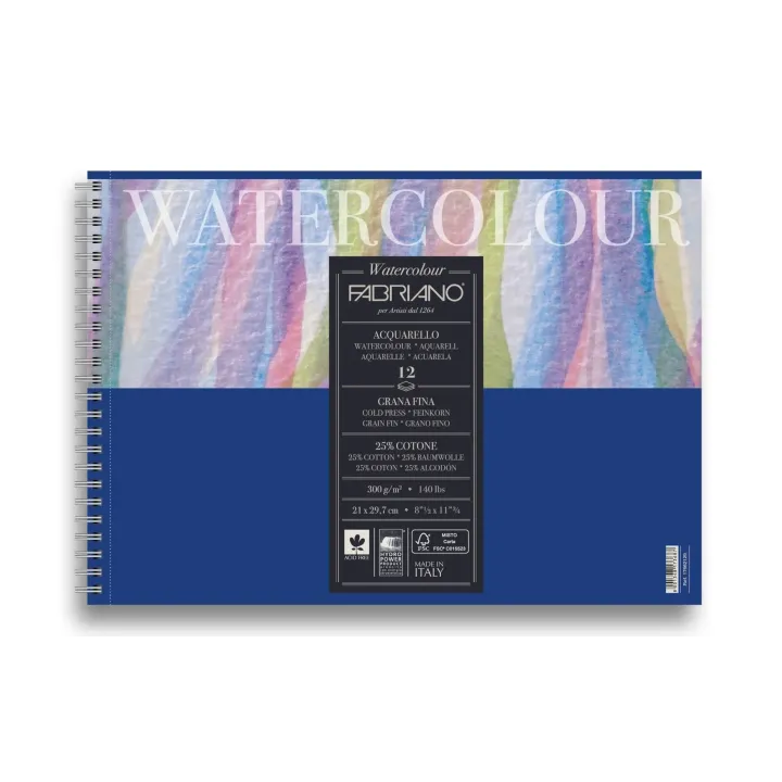 Fabriano Bloc aquarelle Livre spirale A4, 12 feuilles