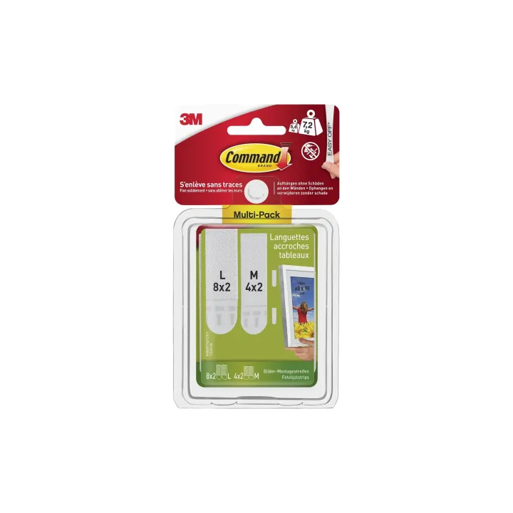 Command Pastille adhésive Command L 8 pièces, M 4 pièces, Blanc