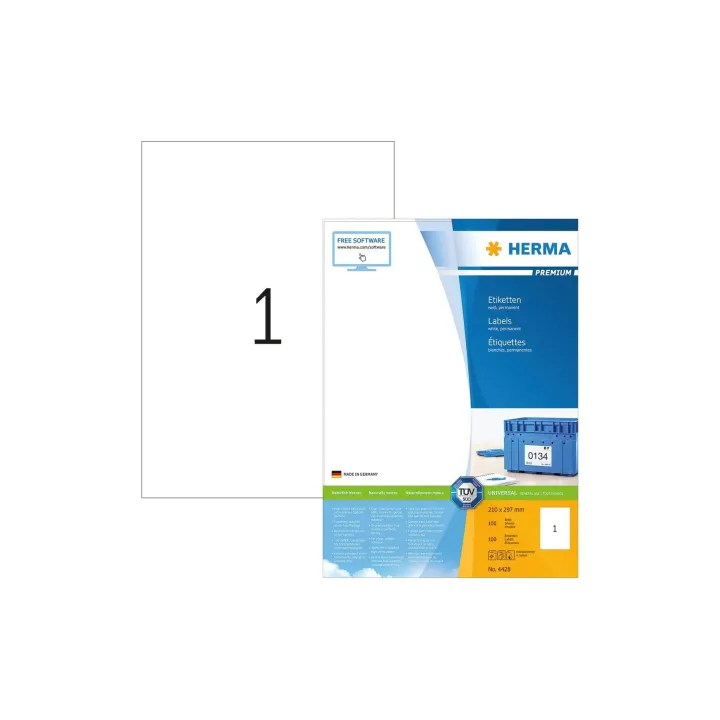 HERMA Étiquettes universelles Premium 210 x 297 mm, blanc