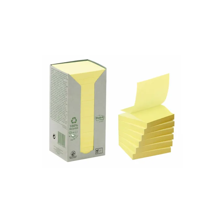 Post-it Fiche de bloc-notes Recycling Z-Notes 7.6 cm x 7.6 cm Jaune