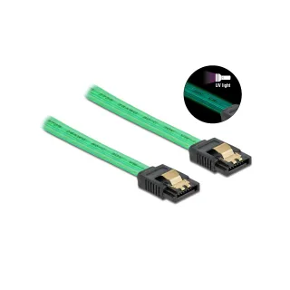 Delock Câble SATA UV Effet lumineux vert 50 cm