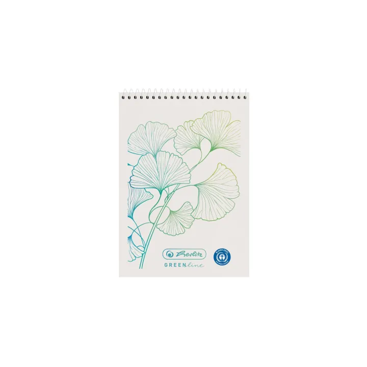 Herlitz Bloc-notes à spirale Greenline A7, ginkgo