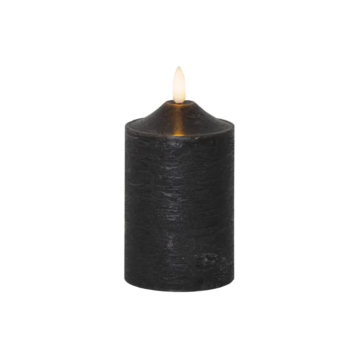 Star Trading Bougie LED Pillar flame O 7.5 x 15 cm, Noir