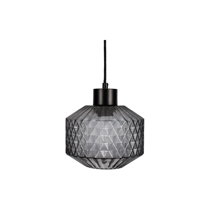 Pauleen Lampe suspendue Gleaming Smoke 1x E27, Verre fumé - Noir