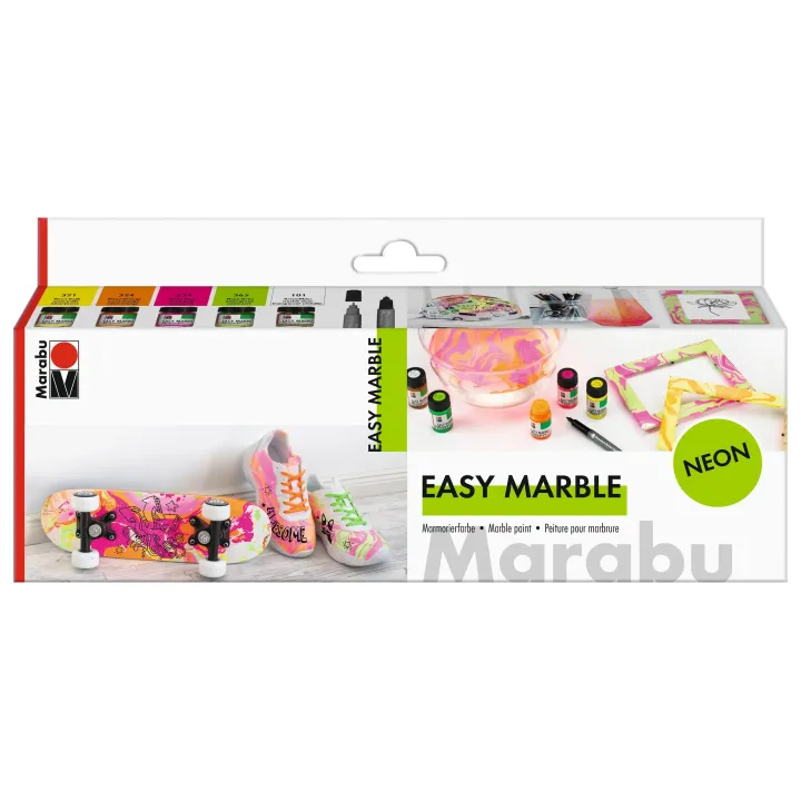 Marabu Peinture marbrée Easy Marble 6 x 15 ml, néon