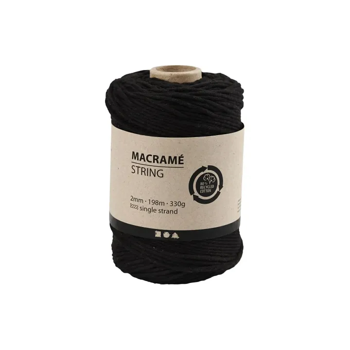 Creativ Company Fil de coton Makramé 330 g, Noir