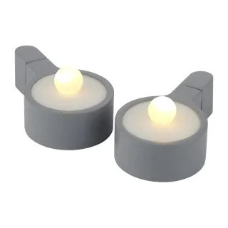 Sirius Set de bougies à chauffe-plat LED Amalia O 3.9 x 1.8 cm, Gris, 2 pces