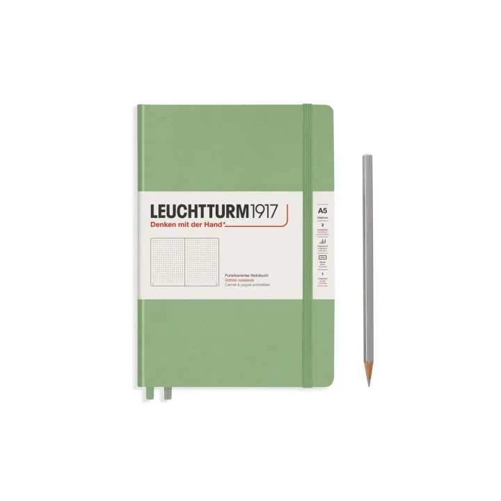 Leuchtturm Bloc-notes Medium A5, Pois, 2-pièces, sauge