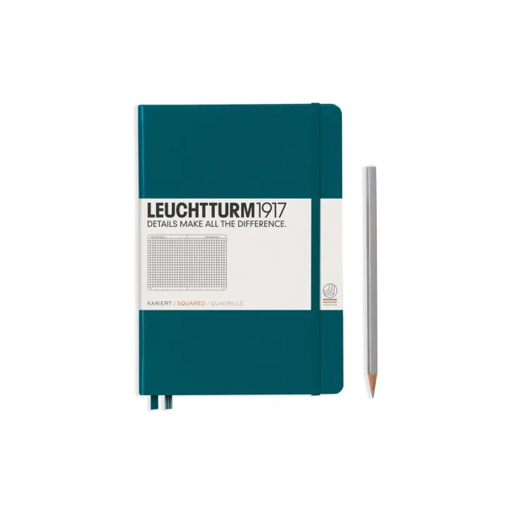 Leuchtturm Bloc-notes Medium A5, À carreaux, 2-pièces, Vert Pacifique