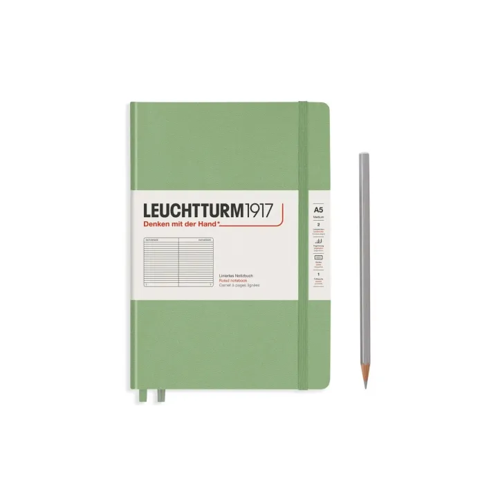 Leuchtturm Bloc-notes Medium A5, À lignes, 2-pièces, sauge