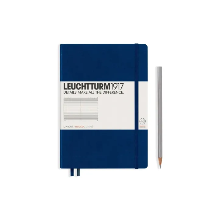 Leuchtturm Bloc-notes Medium A5, À lignes, 2 parties, Bleu marine