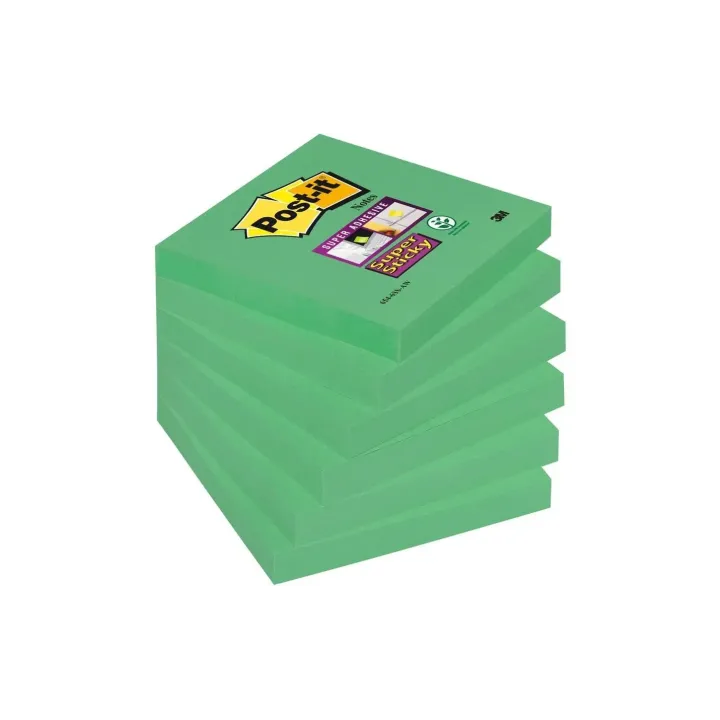 Post-it Fiche de bloc-notes Post-it super collant Vert 7.6 x 7.6 cm, 6 Blöcke