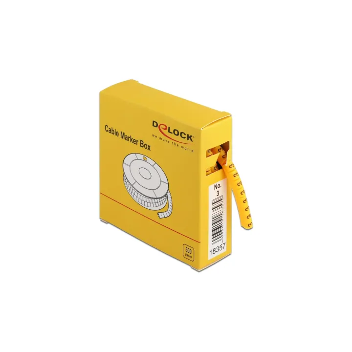 Delock Étiquettes de câble N° 3, jaune, 500 Pièce-s