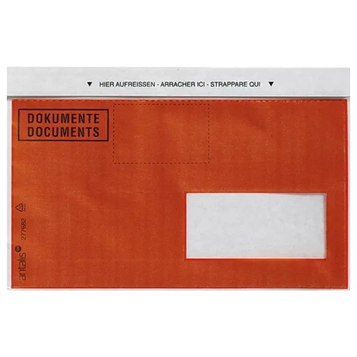 Antalis Pochette pour documents C6-5 impression, fenêtre à droite, 1000 pièces, rouge