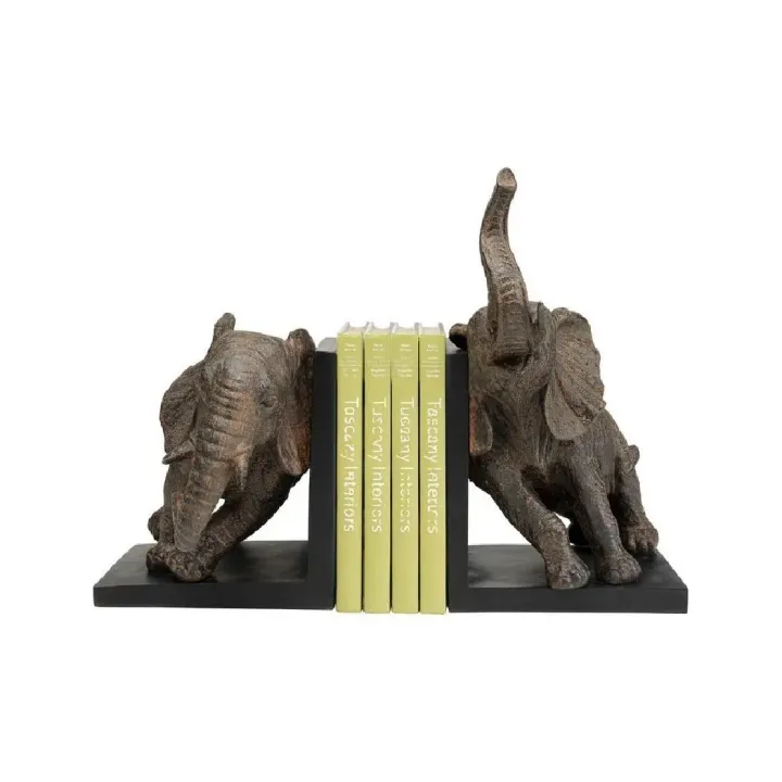 Kare Kits de serre-livres Éléphants, ensemble de 2 Brun