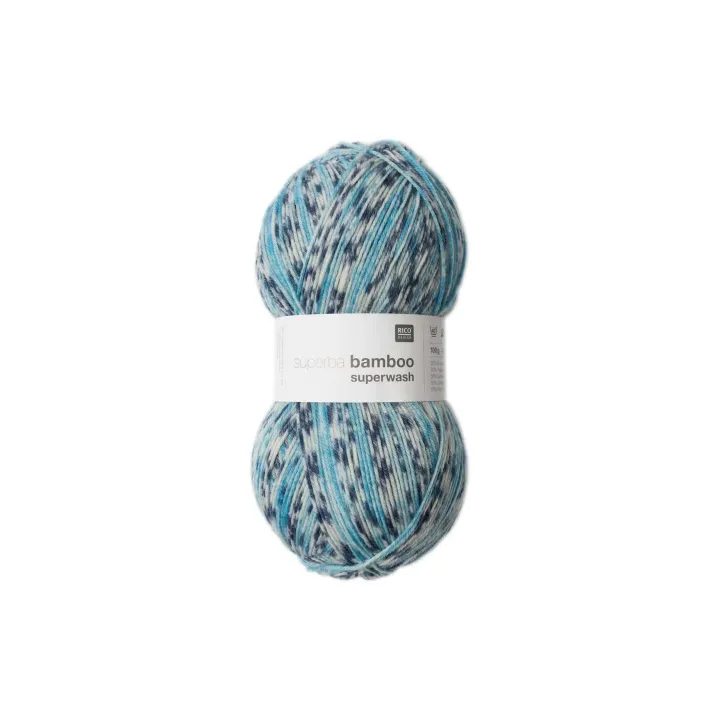 Rico Design Laine Le bambou pour les chaussettes 4 fils, 100 g, Denim