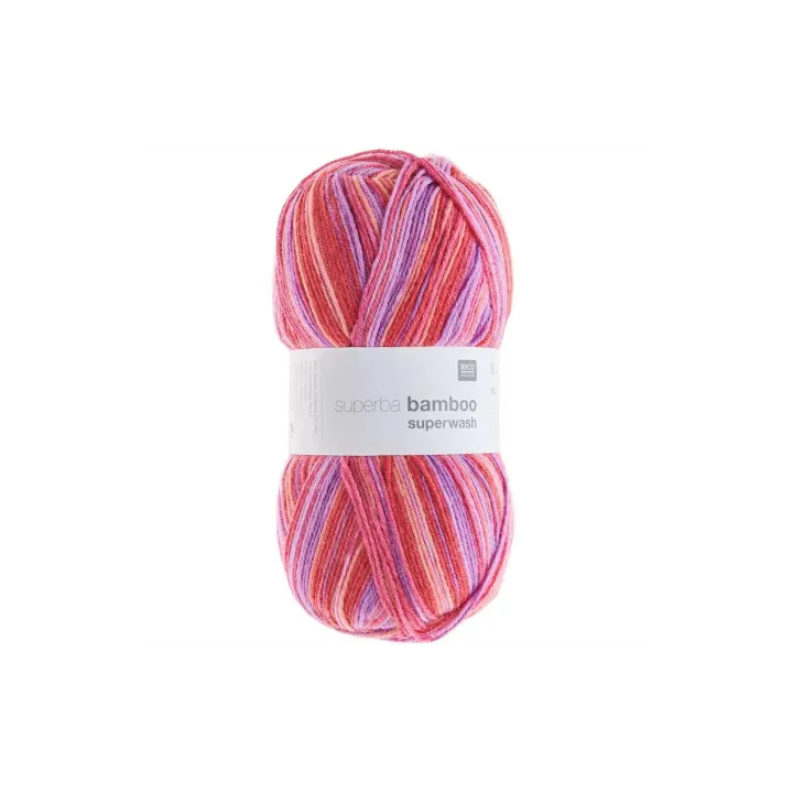 Rico Design Laine Le bambou pour les chaussettes 4 fils, 100 g, Rouge Violet