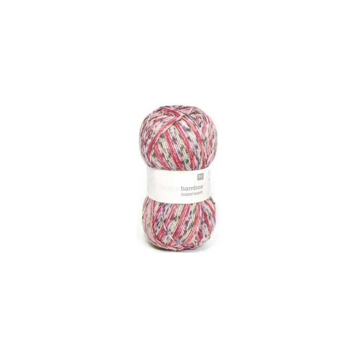 Rico Design Laine Le bambou pour les chaussettes 4 fils, 100 g, Rouge Vert