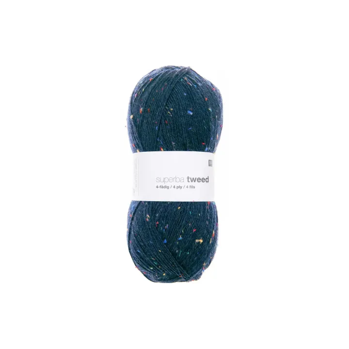 Rico Design Laine Du tweed doux pour les chaussettes 4 fils, 100 g, Bleu marine