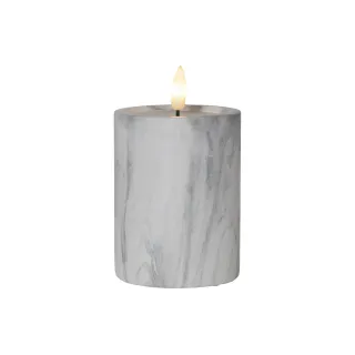 Star Trading Bougie LED Pilier Flamme Marbre O 7.5 x 12.5 cm, Gris