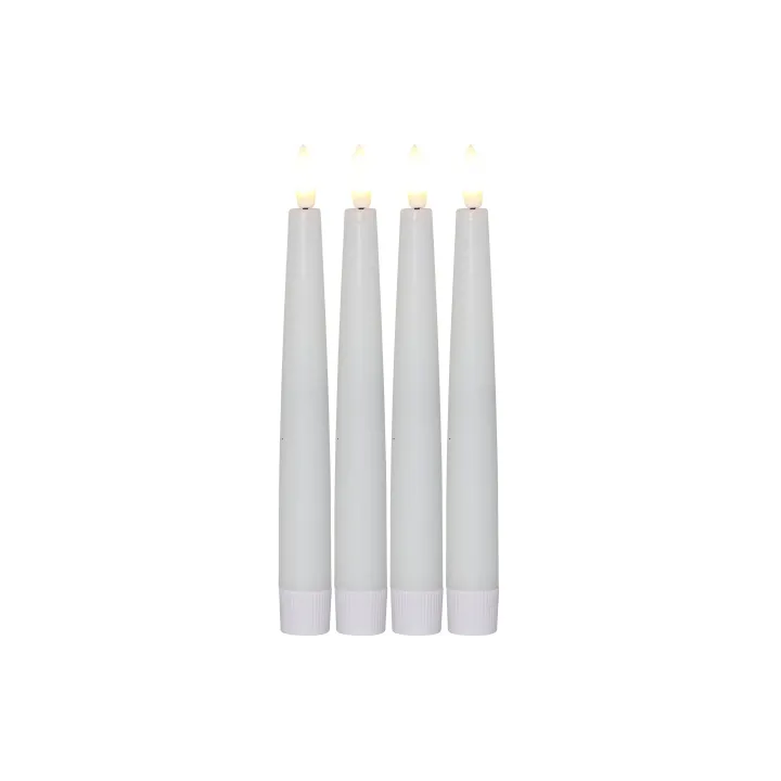 Star Trading Set de bougies LED sur tige Dîner Flamme O 2.1 x 20 cm, Blanc, 4 pcs