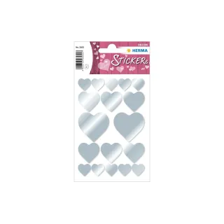 Herma Stickers Autocollant métallisé Coeurs en argent 36 Pièce-s Argenté