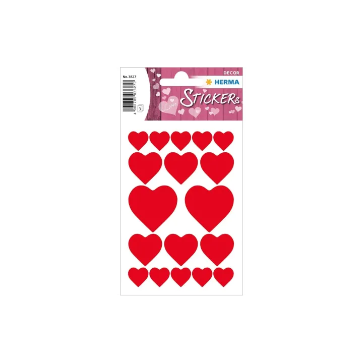 Herma Stickers Autocollant à motif Coeurs rouges 54 Pièce-s Rouge