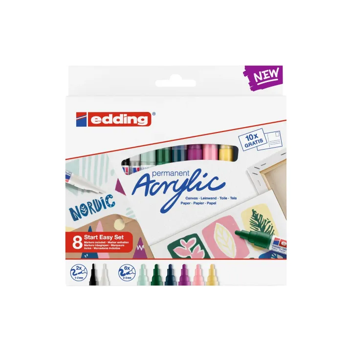 edding Marqueur acrylique Starter Set 8 pièces