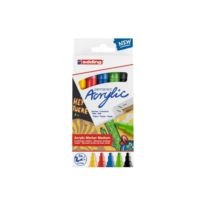 edding Marqueur acrylique 5100 Basic, 5 pièces