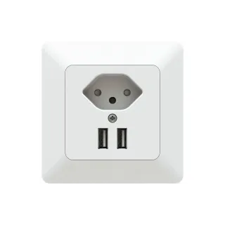 modino priamos Prise de courant T13 + 2x prise de charge USB A Blanc, UP