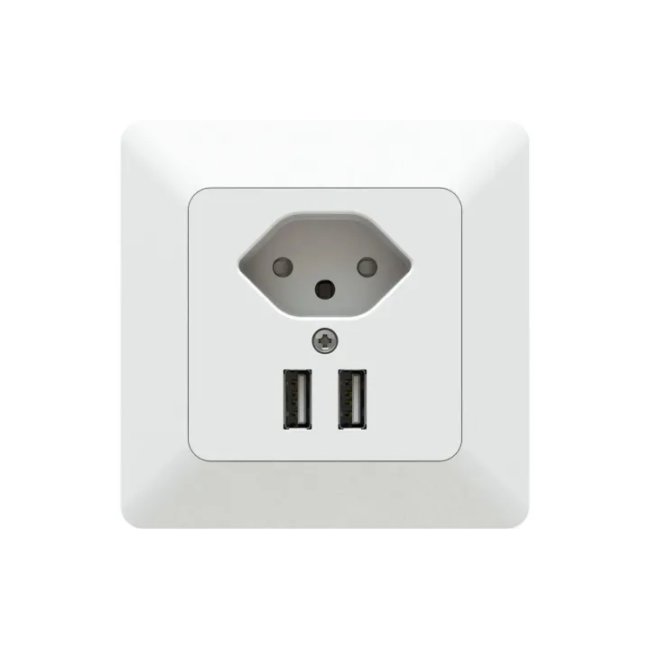 modino priamos Prise de courant T13 + 2x prise de charge USB A Blanc, UP