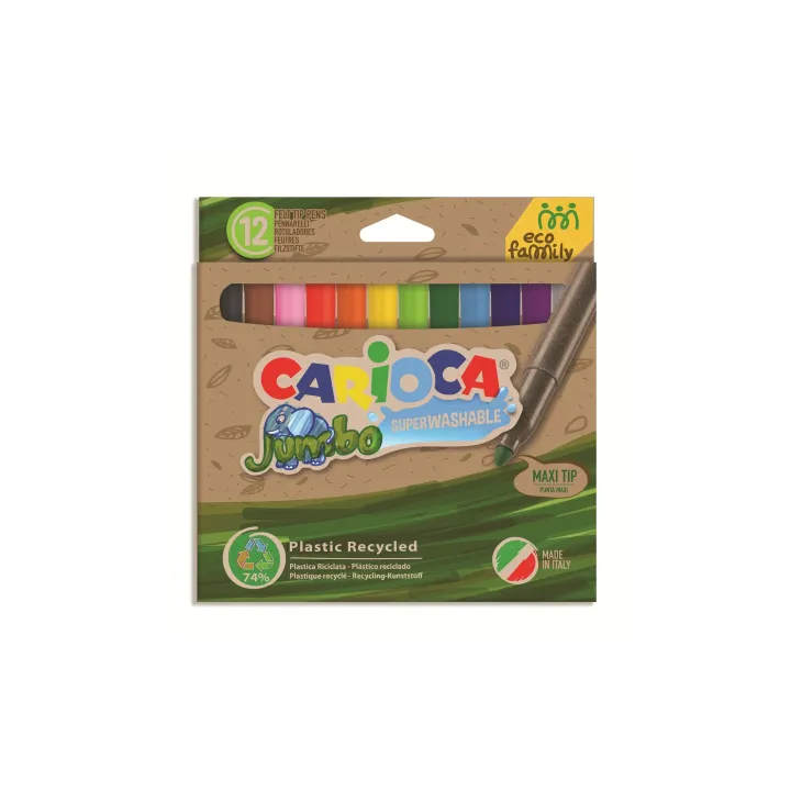 Carioca Feutres de coloriage Eco E-12 Maxi 12 pièces, Multicolore