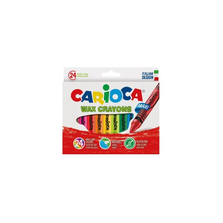 Carioca Crayon gras de couleur Maxi Wax O 12 mm, 24 pièces, Multicolore