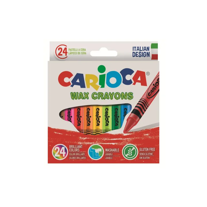 Carioca Crayons de couleur Cire O 8 mm, 24 pièces, Multicolore