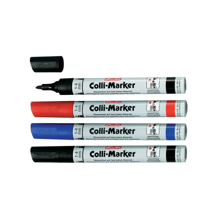 Herlitz Marqueur pour flipchart Colli 1-4 mm, 4 pièces, Bleu-Rouge-Noir