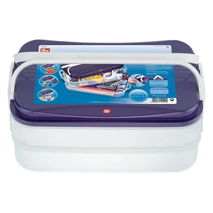 Prym Boîte de rangement Click Box Jumbo Violet-Blanc