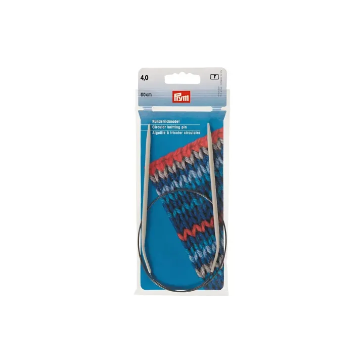 Prym Aiguille à tricoter circulaire Alu, gris 4.00 mm x 60 cm, sachet