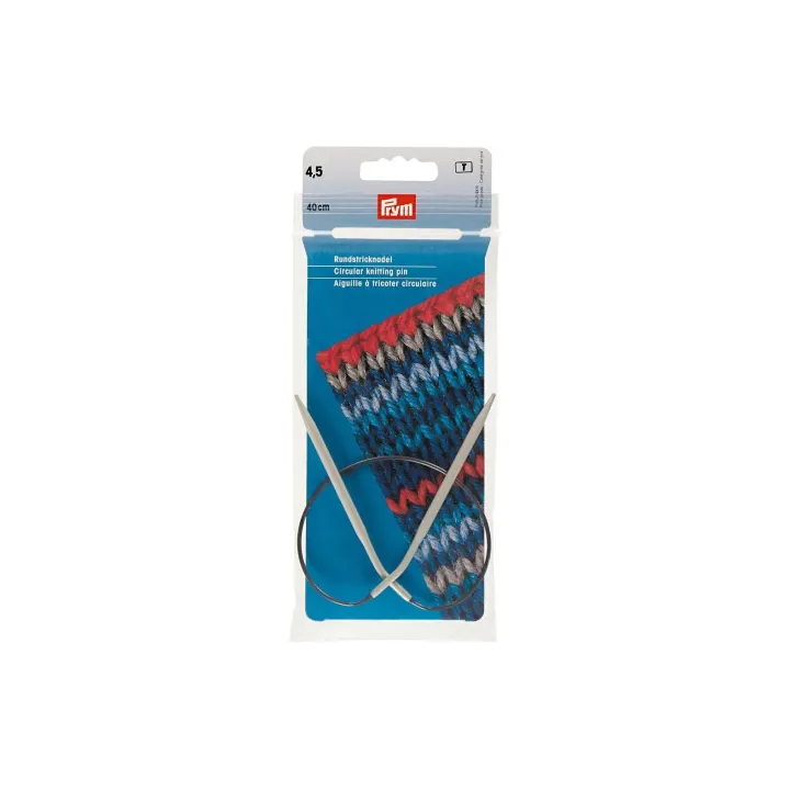 Prym Aiguille à tricoter circulaire Alu, gris 4.50 mm x 40 cm, sachet