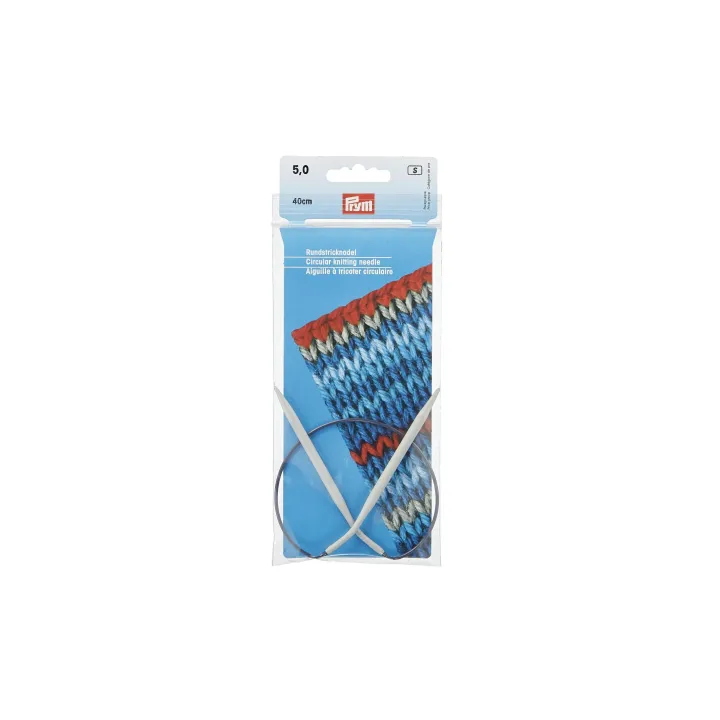 Prym Aiguille à tricoter circulaire Alu, gris 5 mm x 40 cm, sachet