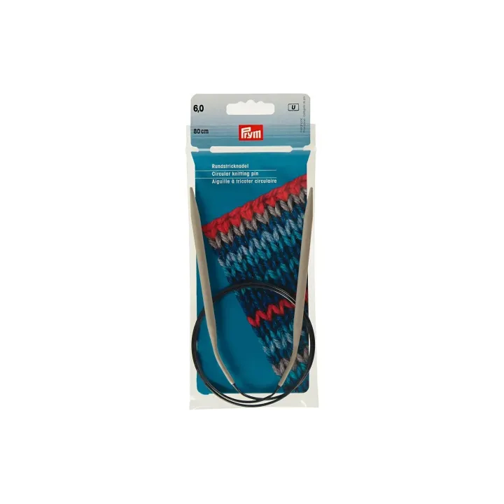 Prym Aiguille à tricoter circulaire Alu, gris 6 mm x 80 cm, sachet