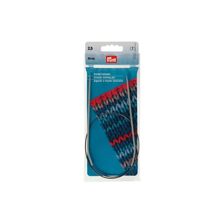 Prym Aiguille à tricoter circulaire Gris 2.5 mm x 60 cm, sachet, plastique