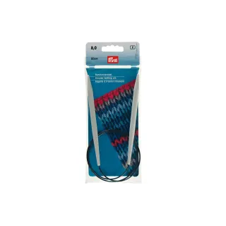 Prym Aiguille à tricoter circulaire Gris 8 mm x 80 cm, sachet, plastique