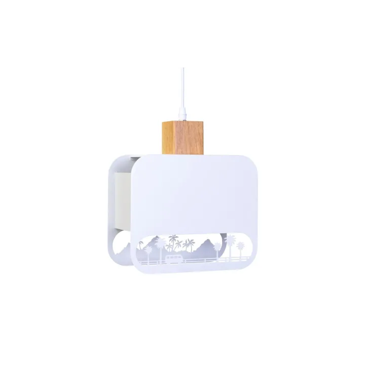 Illurbana Lampe suspendue Straight Camper 45 1x E27, Blanc
