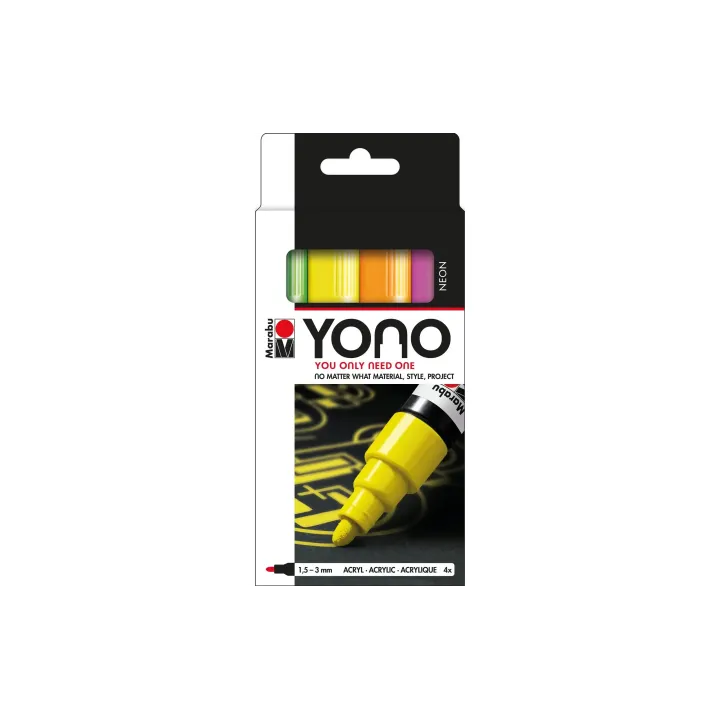 Marabu Marqueur acrylique YONO Set 1.5 - 3 mm, 4 pièces, néon