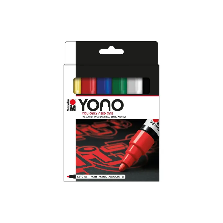 Marabu Marqueur acrylique Yono Set 1.5 - 3 mm 6 pièces, Multicolore