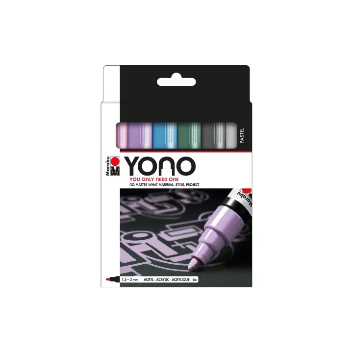 Marabu Marqueur acrylique YONO Set 1.5 - 3 mm 6 pièces, pastel