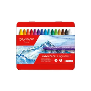 Caran dAche Crayon gras de couleur Neocolor 2 aquarellable, 15 pièces