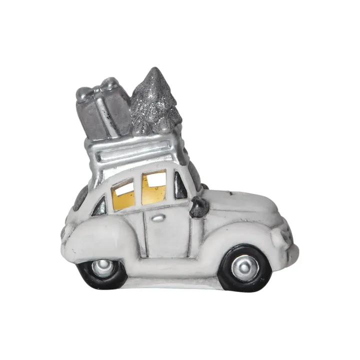 Star Trading Figurine LED Voiture avec bagages, 15 cm, blanc