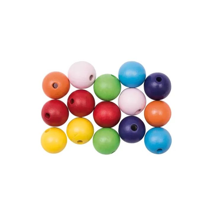 Rico Design Billes de bois Perçage 12 mm Multicolore, 15 pièces